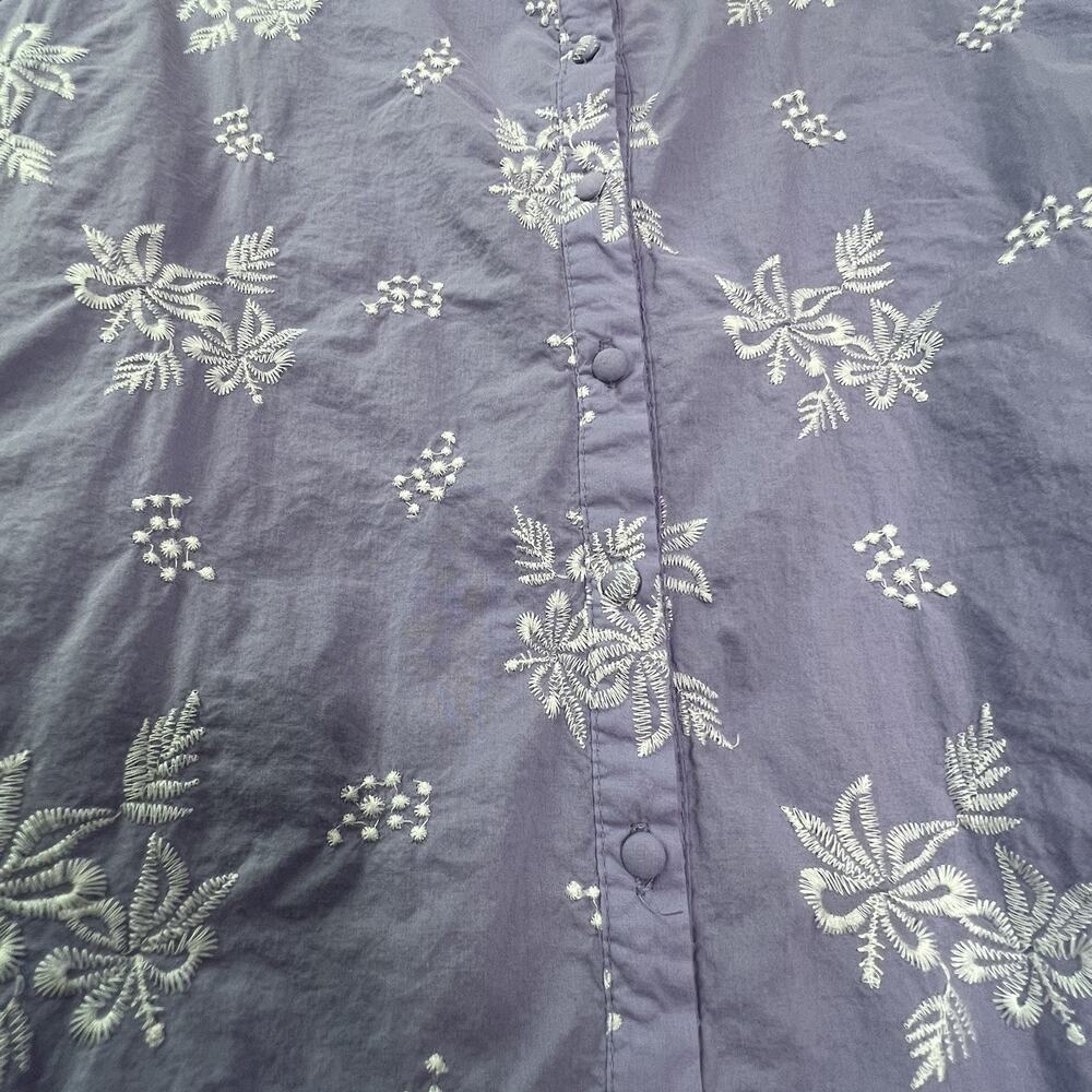 O-necue‎ Popover Blouse Embroidered Womens 5XL Purple Floral Long Sleeve Cotton - Picture 6 of 16